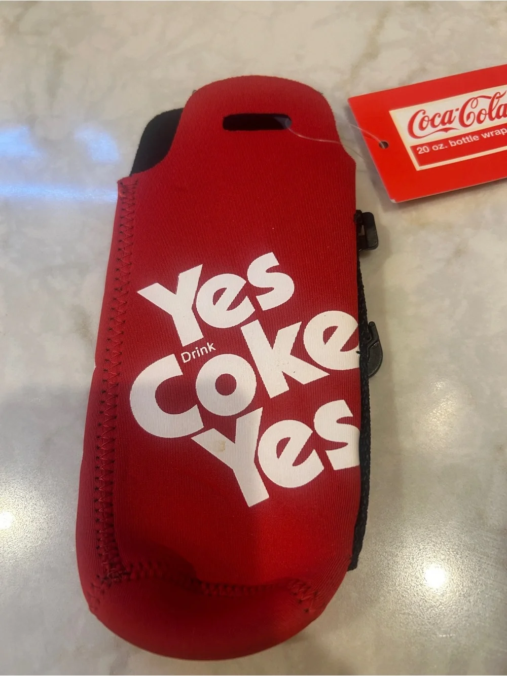 NWT- Coca-Cola Red Bottle Sleeve with White 'Yes Coke Yes' Excellent Condition